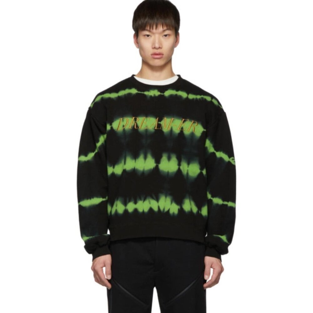 Christian Dada Black and Green Overdyeing Sweatshirt